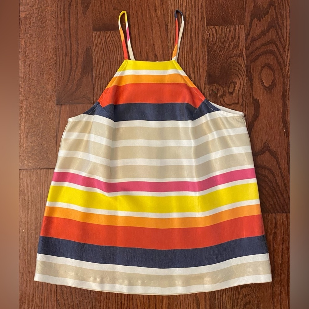 Trina Turk Halter Top Sz 0 Shangri La Vina Multi Stripe Zip Back